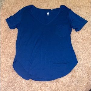 Blue v-neck shirt